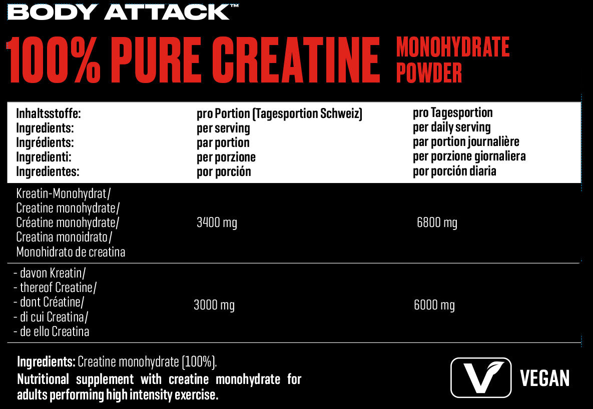 Body Attack 100% Pure Creatine Monohydrate 500g